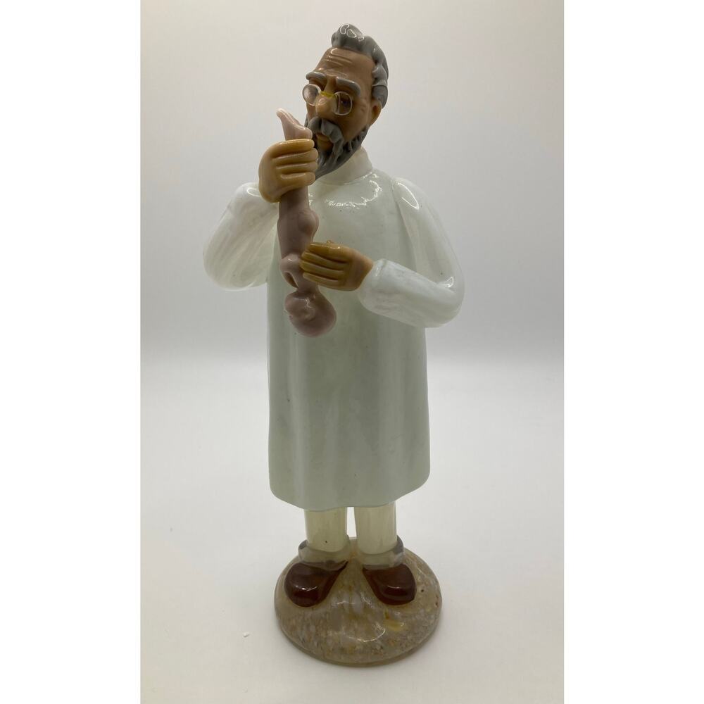Vintage Murano Style Art Glass Scientist Doctor Figurine Holding Newborn baby